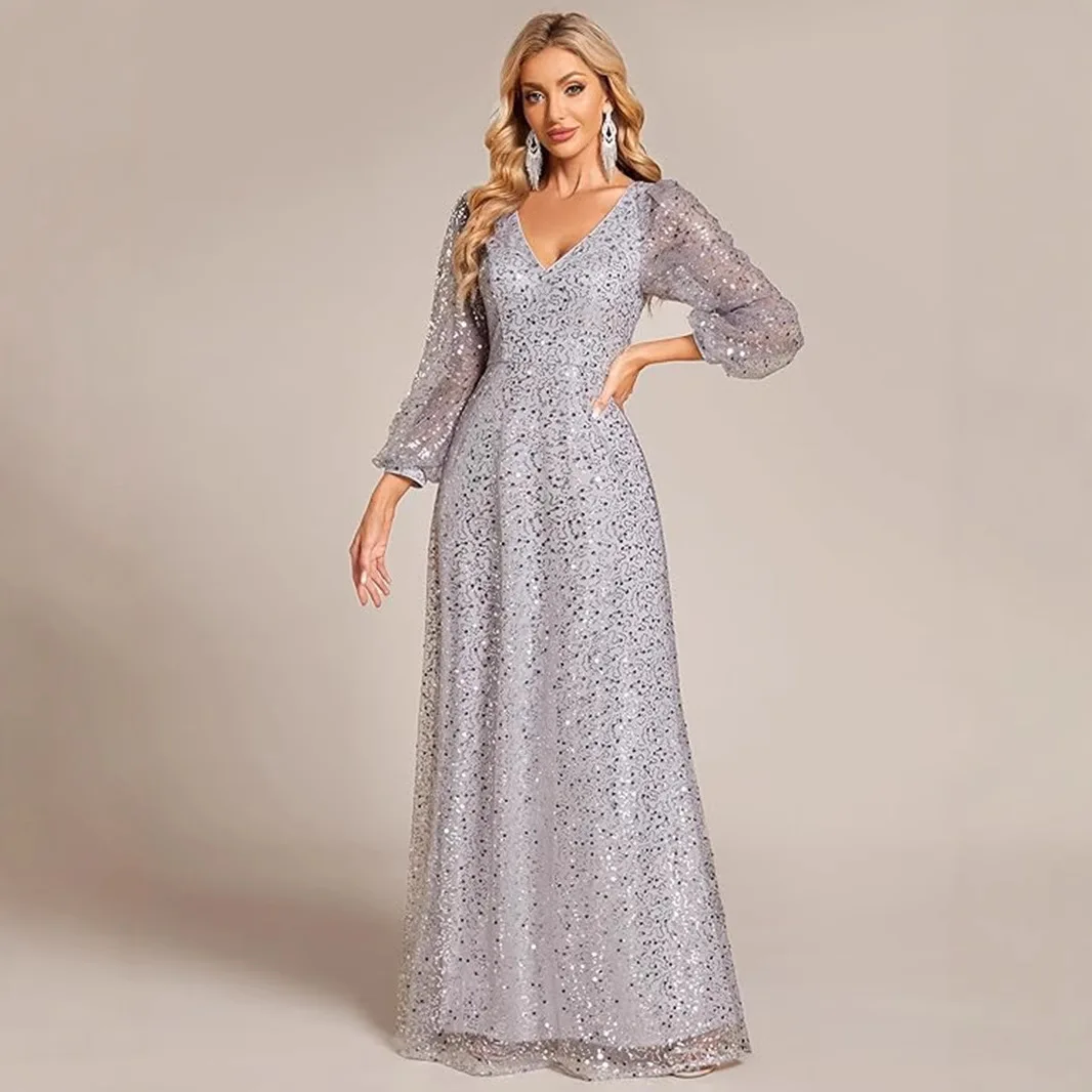 2025 المرأة خريف جديد تول الترتر تنورة كاملة مأدبة الحدث ثوب مسائي فستان طويل