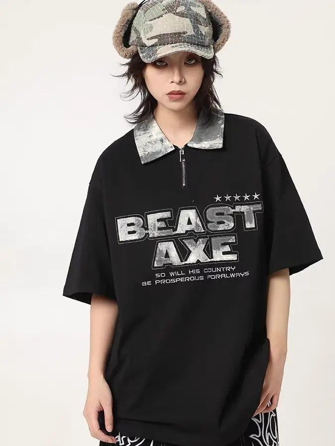 

Мужская и женская рубашка больших размеров (до 300 фунтов) в американском стиле с молнией, отложным воротником, летняя, с цветными блоками