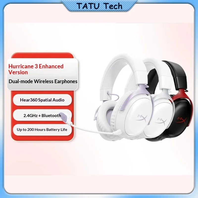 HyperX Cloud 3S Wireless Gaming Headset Over‑Ear 2.4G + Bluetooth 5.3 Headphone DTS Spatial Audio Detachable Mic for PC FPS Game