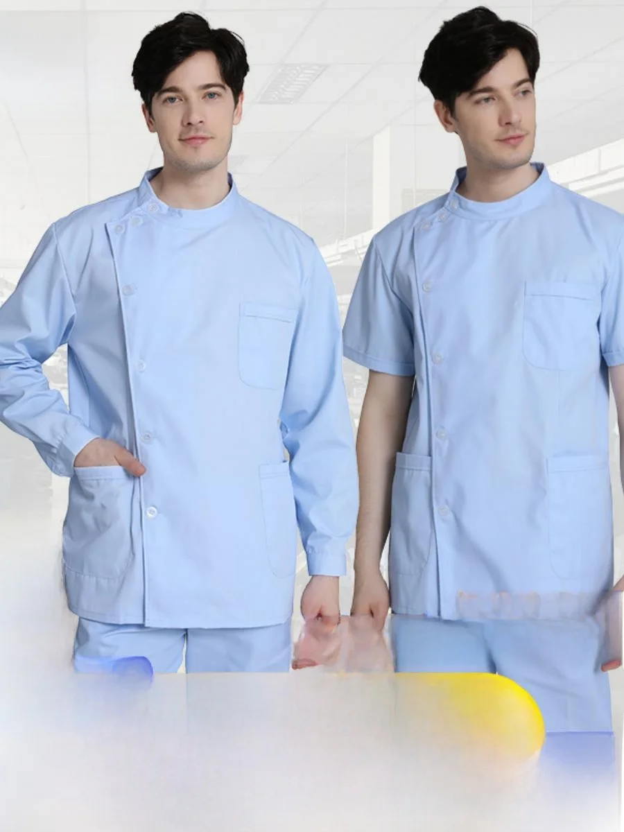 

Мужской летний медицинский костюм с воротником-стойкой, дышащий, удобный, для работы в клинике/на лаборатории