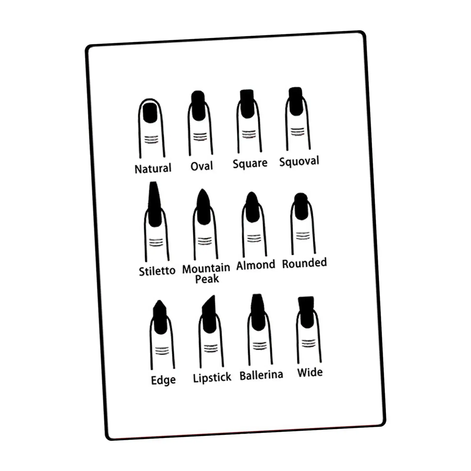 Nail Shape Display Professional Nail Shape Guide Nail Art Accessories Nail Shapes DIY Wall Art Decor Hanging Picture 30x40cm