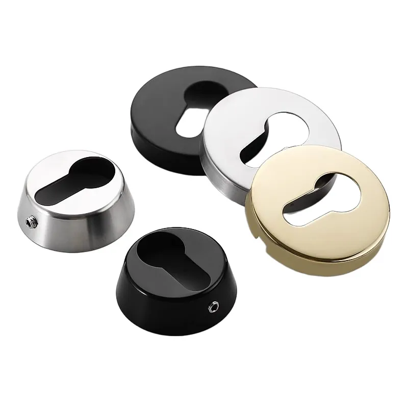 Couvercle de cylindre de serrure ovale rond en acier inoxydable 304, couvercle de trou de serrure noir or argent, accessoires de porte antivol pour cylindre de 32mm
