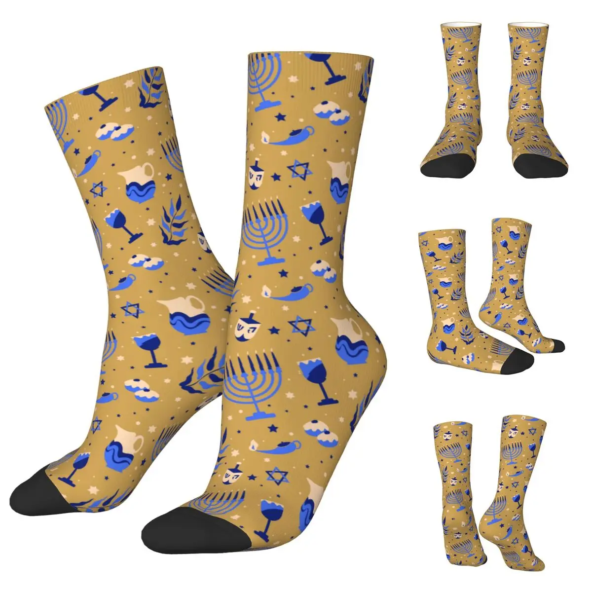 Calcetines Unisex con estampado 3D de Hanukkah, medias de estilo callejero, para correr