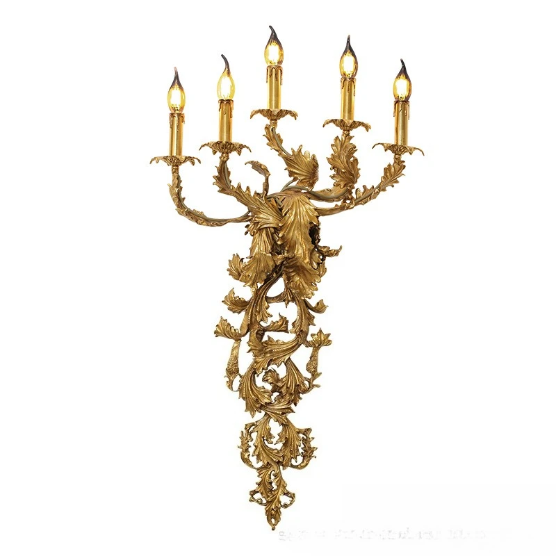 

French all-copper wall lamp European luxury retro staircase living room atmosphere