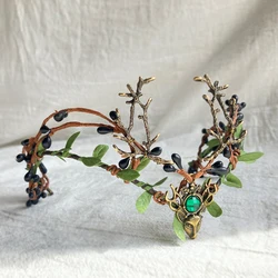 Forest Leaves Antler Woodland Tiara elf Tiara Elven Headpiece Fairy Crown Elvish Tiara with Branches Wedding Forehead Tiara