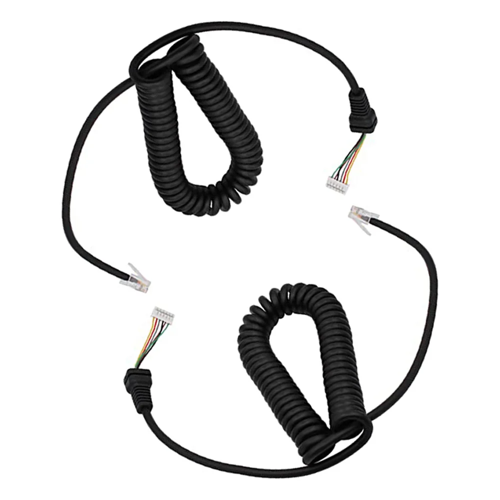 2pcs Coiled Microphone Cable Cord For For Yaesu MH-48 MH-36 MH-42 Handheld Radio 6 Pin Replacement Wire Accessories