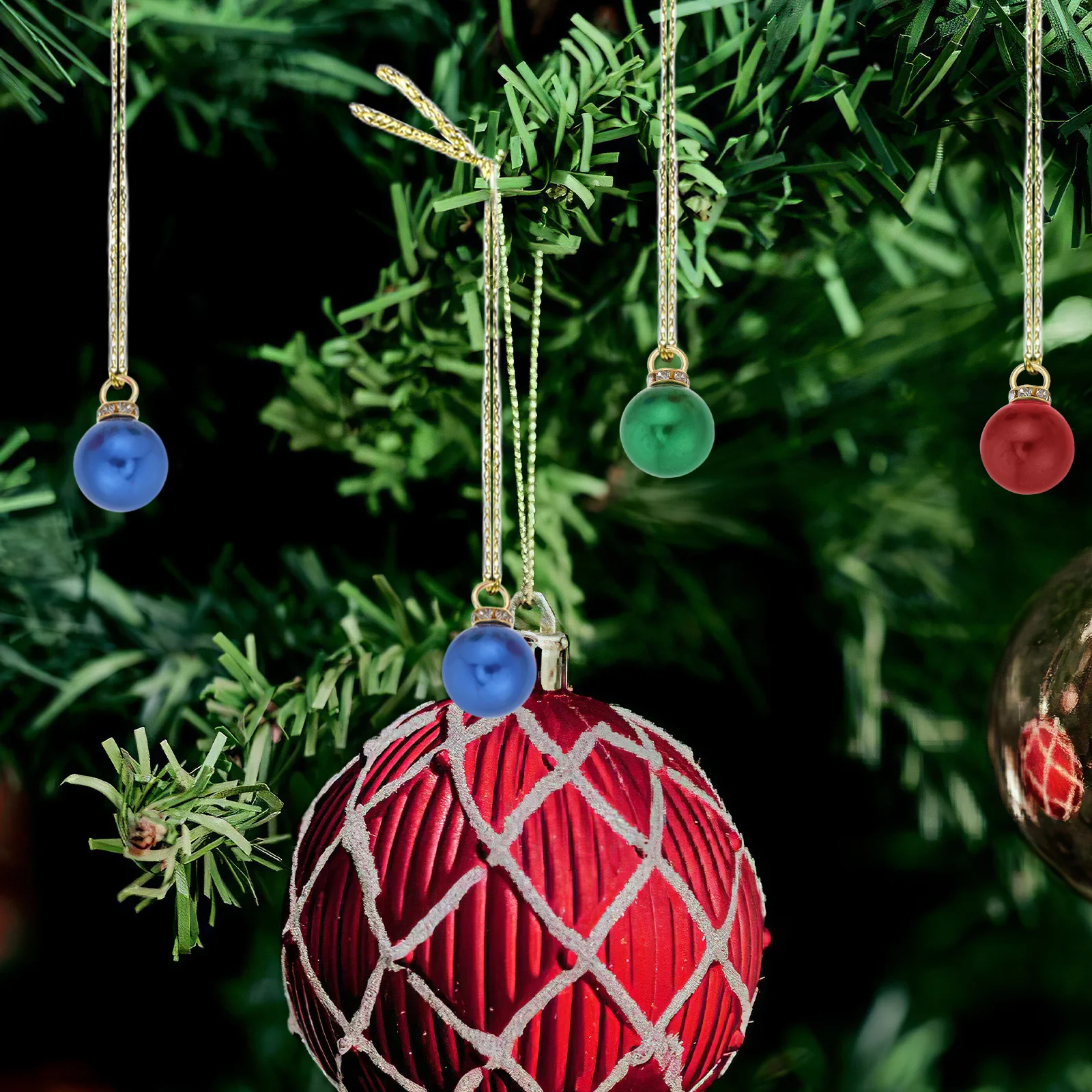 

250Pcs Mini Christmas Ball Pendant Multicolour Imitation Pearls Shatterproof Plastic Light Bulb Beads for Holiday Party DIY