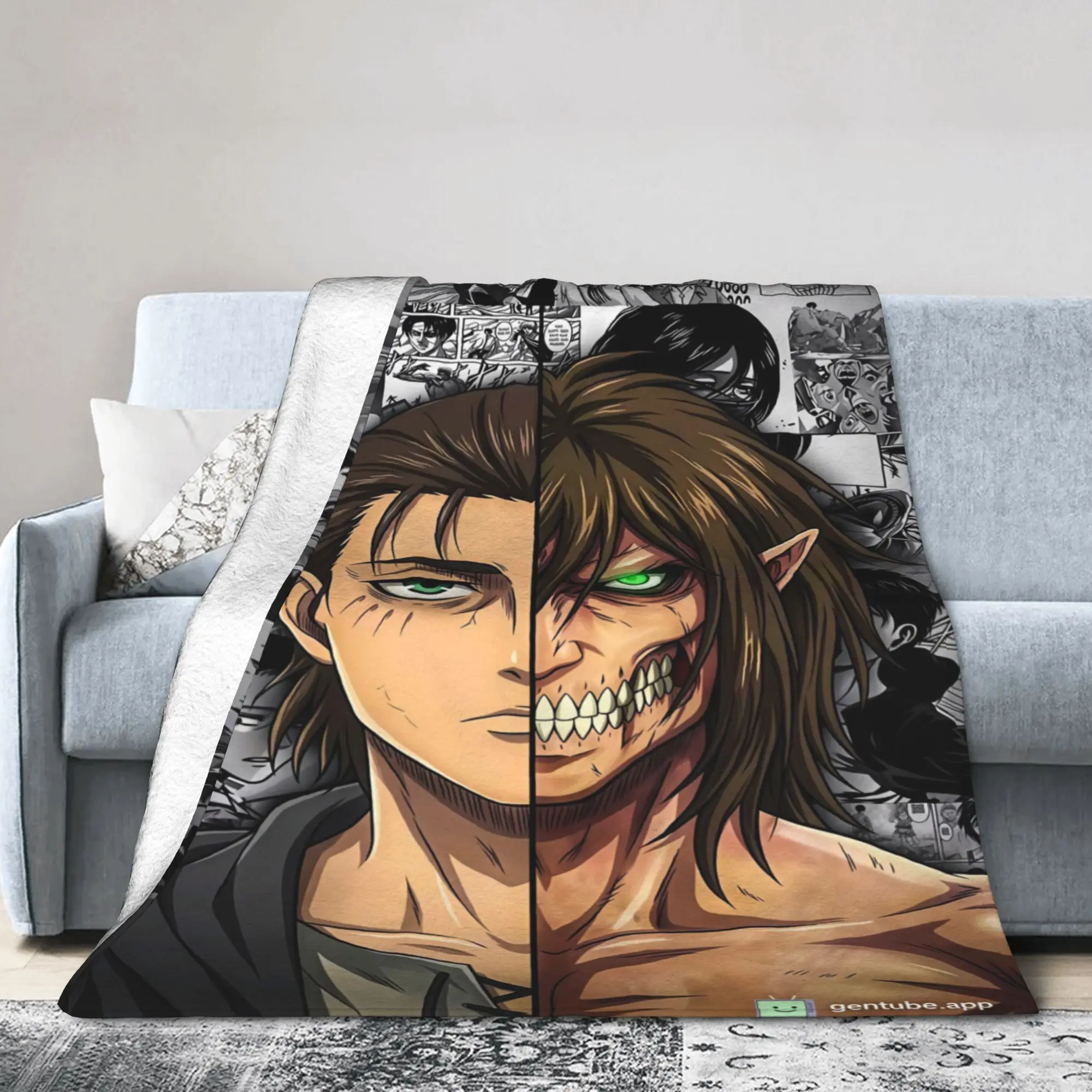 Attacks On Titans Anime Plush Blanket Boy Girl  Flannel Throw Blanket For Outdoor Soft Custom Quality Bedspread Birthday Present