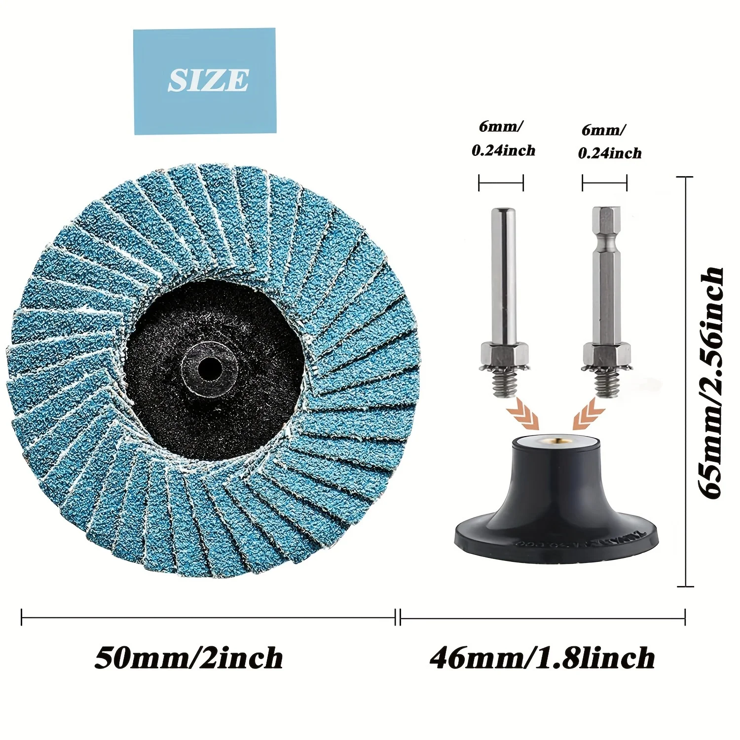41PCS Flap Disc, 2 Inch T27 Zirconia Alumina Flat Flap Disc Grinding Sanding Sandpaper Wheels with 1/4 Inch Holder, Includes 40/