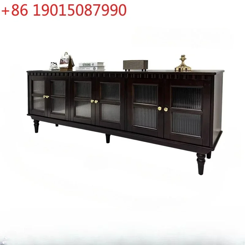 N American-Style Solid Wood TV Cabinet Coffee Table Combination Living Room Floor Cabinet Retro High-Grade Integrated Locker