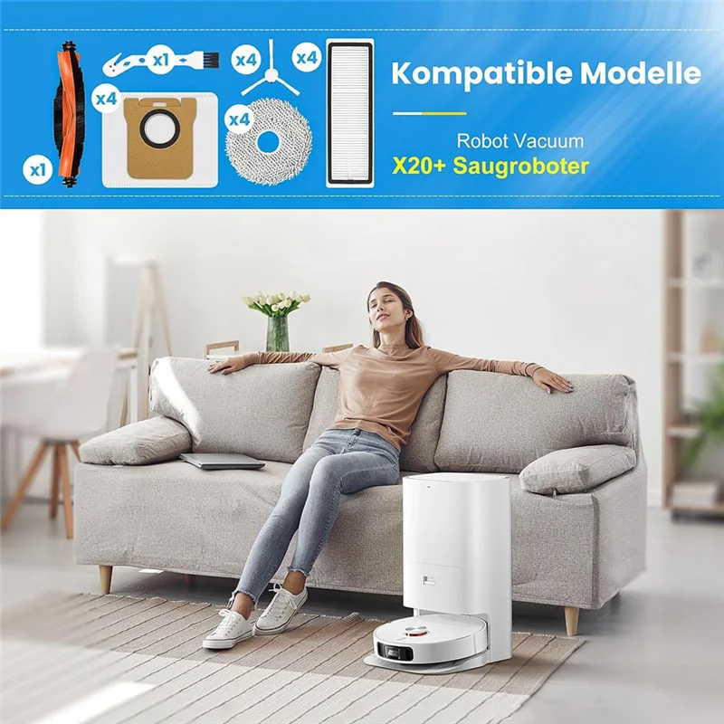 

BAAG-For Xiaomi Robot Vacuum X20+ Robot Vacuum Cleaner Main Side Brush Hepa Filter Mop Cloth Dust Bags Replacement Parts