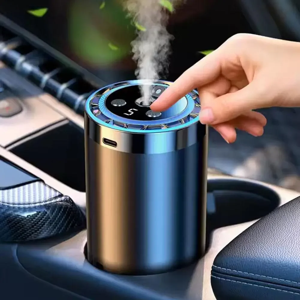 Difusor de Aroma Inteligente para Carro, Umidificador de Perfume Automático com Luz Ambiente, Ornamento Decorativo Recarregável para Interior 2026 NOVO