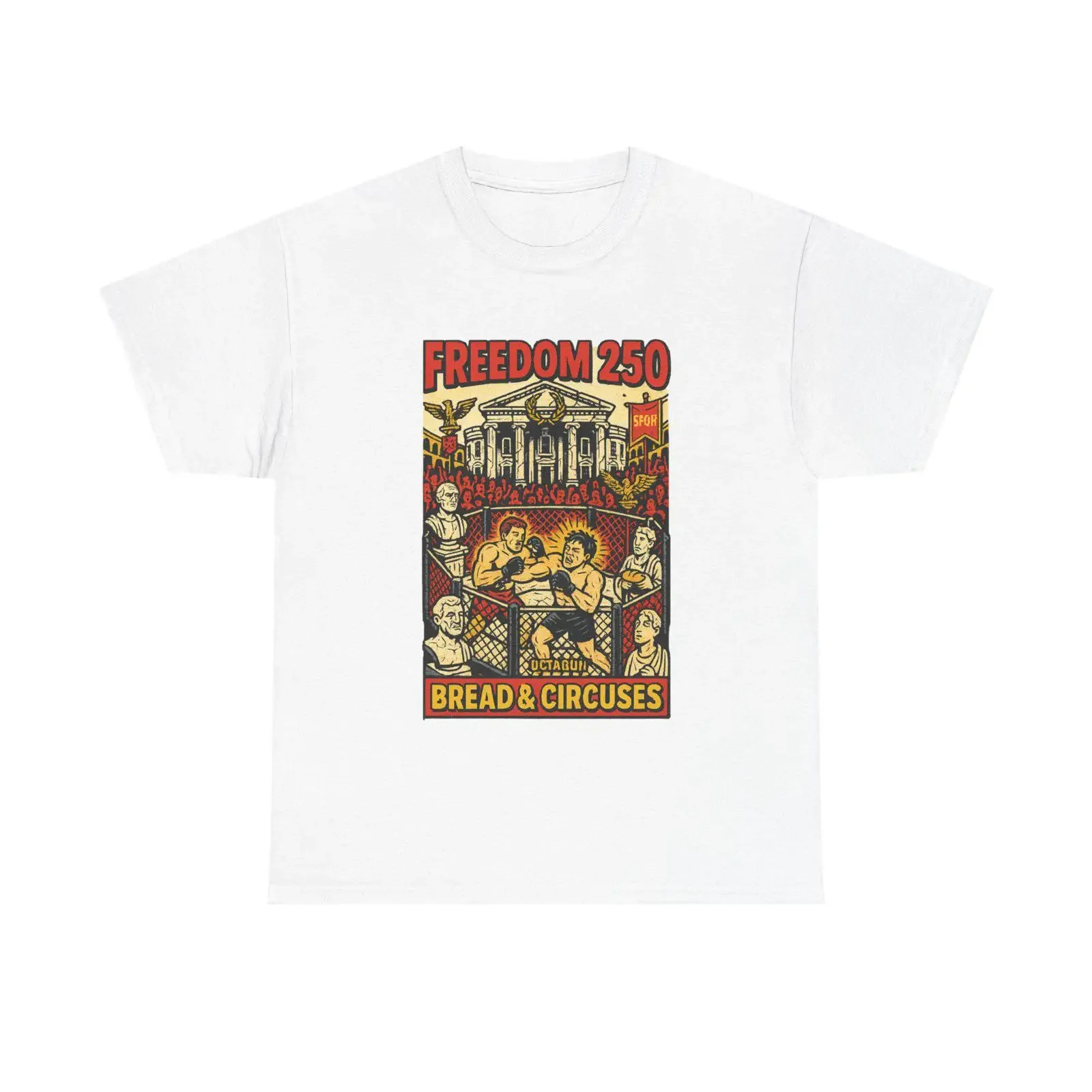 Freedom 250 satire Bread Circuses Pop Art Octagon T Shirt vintage Washed Casual fashion designer clothes Breathable Unisex