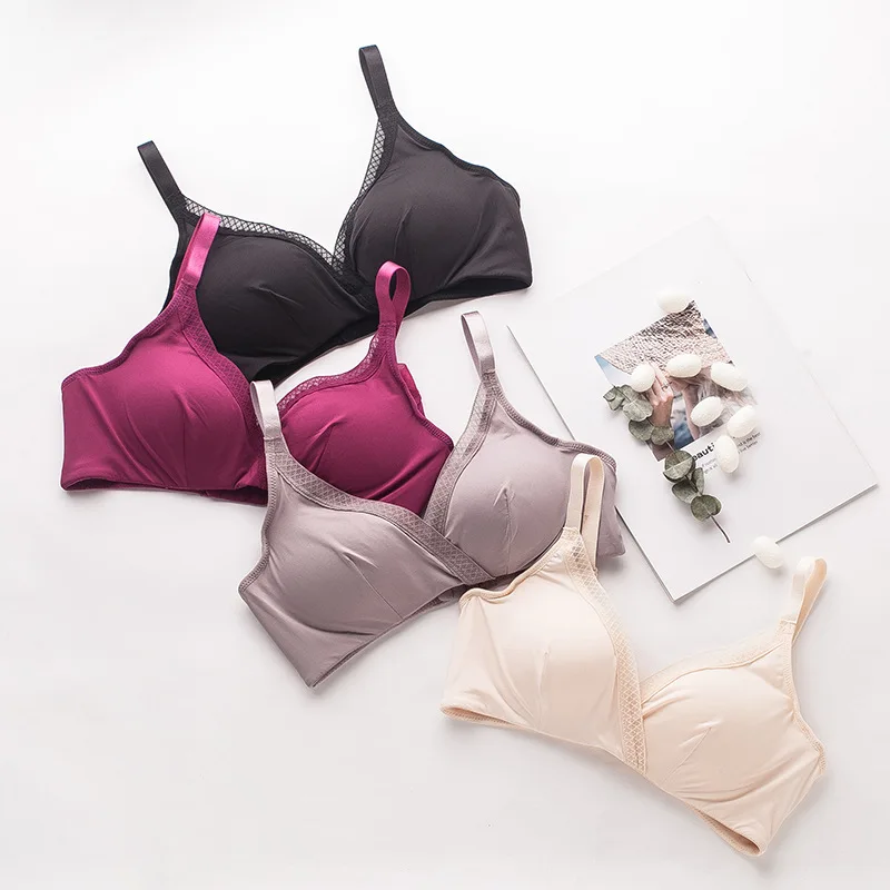 

Mulberry Silk Medium-Weight Cup Wire-Free Silk Push up Bras Comfortable Breathable Sexy Sleep Girl's Underwear