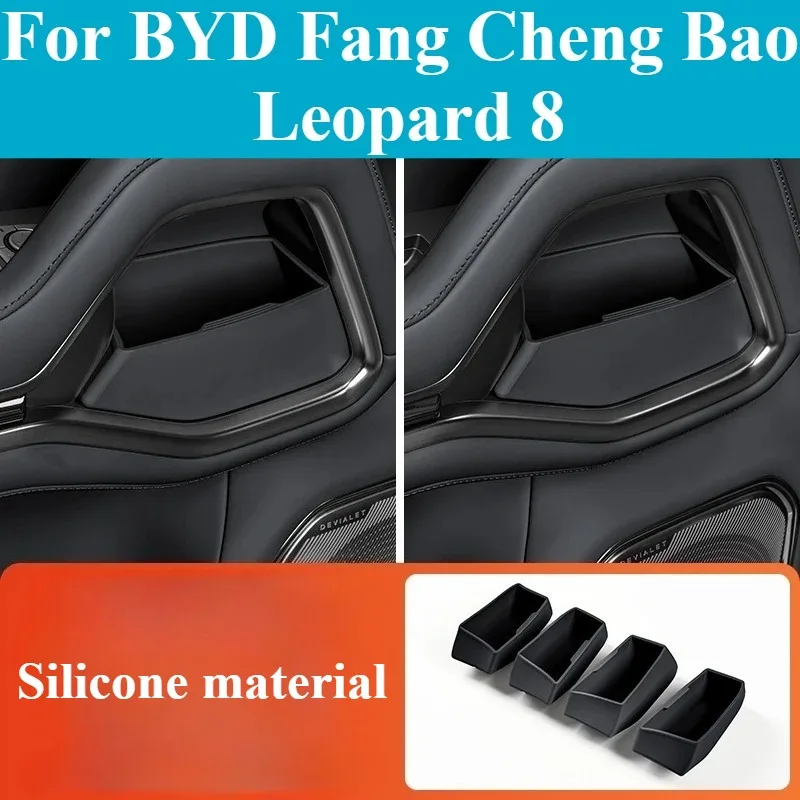 

For BYD Fang Cheng Bao Leopard 8 Door Panel Storage Insert - Custom Fit Anti-Slip Silicone Tray Organizer ABS Base Accessories