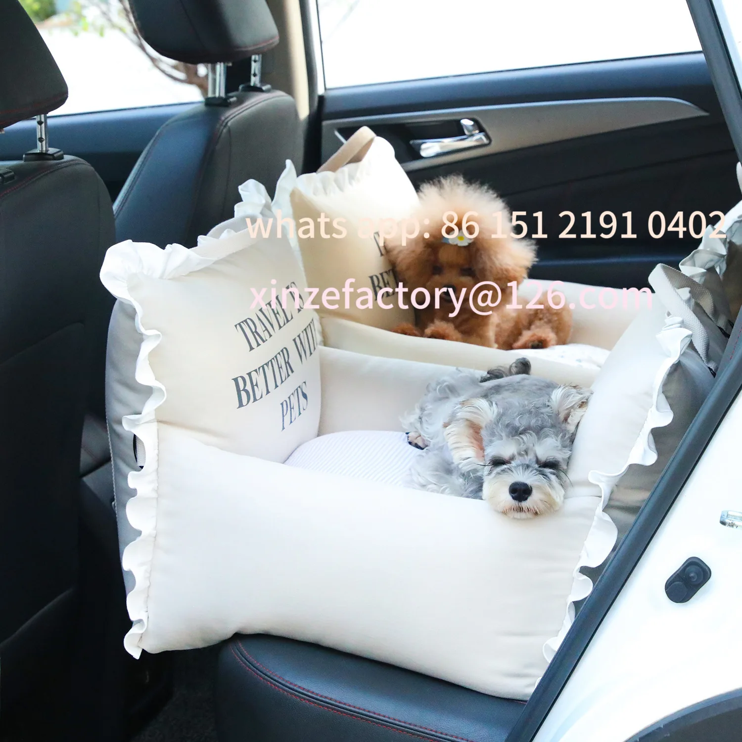 

Customizable pet car seat cat bag small dog car dog kennel four seasons removable and washable