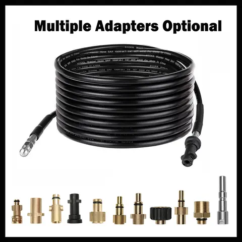 2~40M 1/4" Sewer Drain Water Cleaning Hose With Removable Nozzle and Optional Adapter for Karcher Bosch High Pressure Jet Washer
