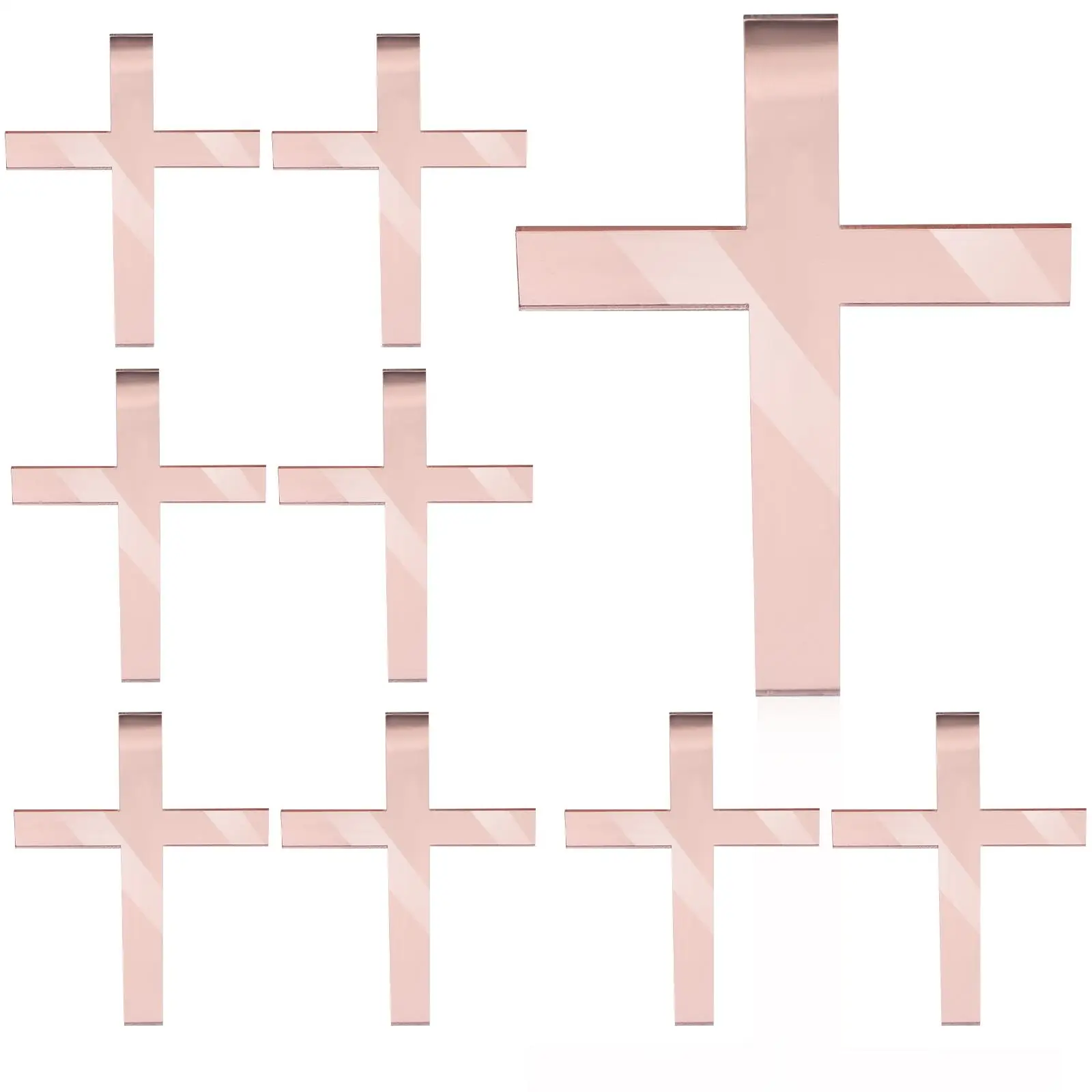 

10pcs Acrylic Cross Cake DecorRose Small Cupcake Topper First Communion Baptism Baby Shower Wedding Birthday