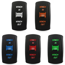 12V 24V Winch In Winch Out Rocker Switch (ON) -OFF- (ON) 7 Pin Laser Blue Momentary Rocker Toggle Switch Led Blue