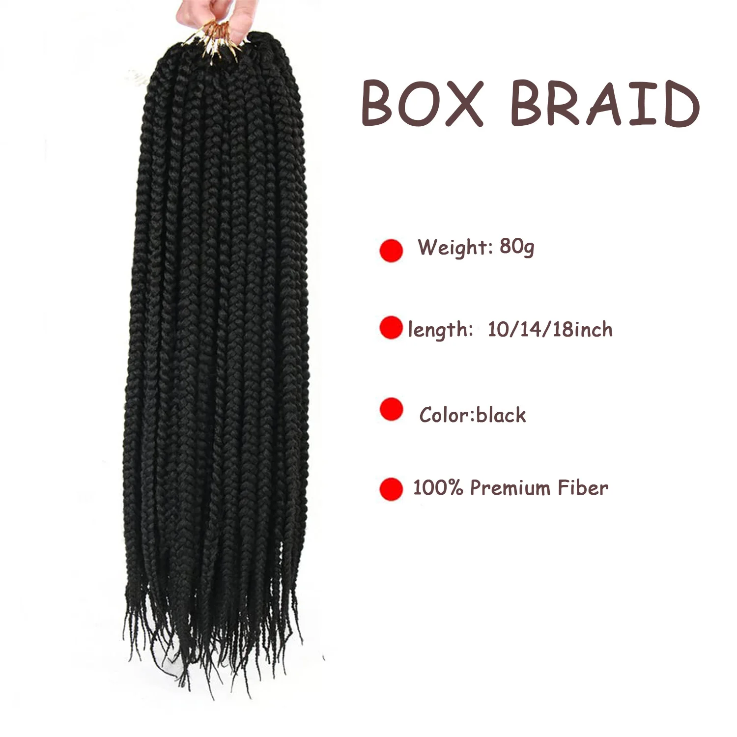 Caja trenzada de pelo de ganchillo, 4 paquetes de trenzas de caja de ganchillo, trenzas de ganchillo preenrolladas para mujeres negras, pelo trenzado sintético suave