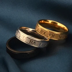 Maxmoon 2020 Vintage Roman Numerals Men Rings Temperament Fashion 6mm Width Stainless Steel Rings For Men Jewelry Gift
