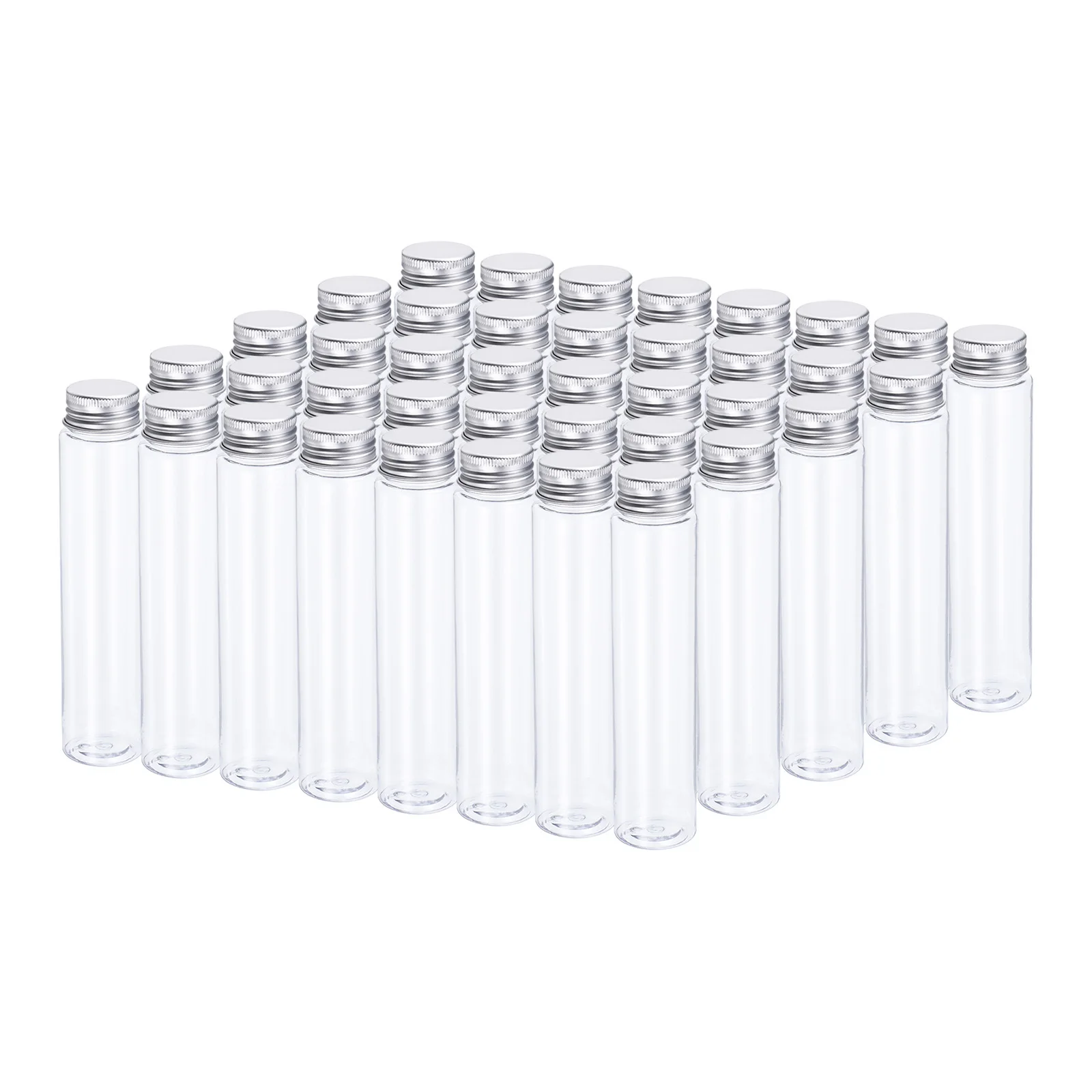 40 Provette in Plastica da 110ml con Tappi a Vite 155x33mm, Coperchio in Alluminio per Esperimenti Scientifici, Feste, Conservazione di Caramelle e Pe