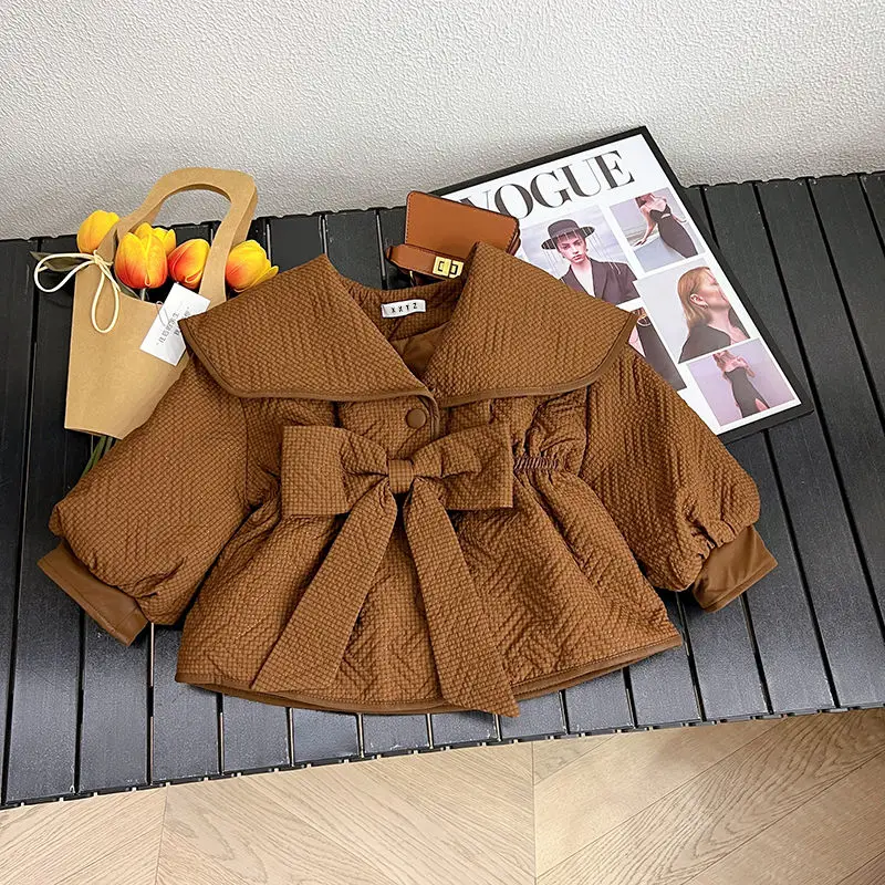 Girls Winter Cotton Coat 2024 New Girl Baby Fashionable Children Fashion Clip Cotton Thickened Coat One Piece Plush Pants