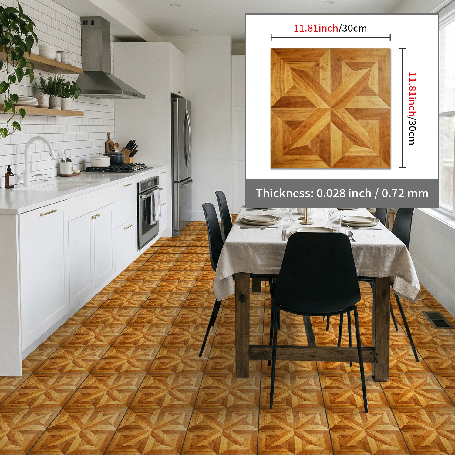

Thick matte geometric wood grain wear-resistant waterproof self-adhesive floor and wall stickers, suitable for indoor decoration