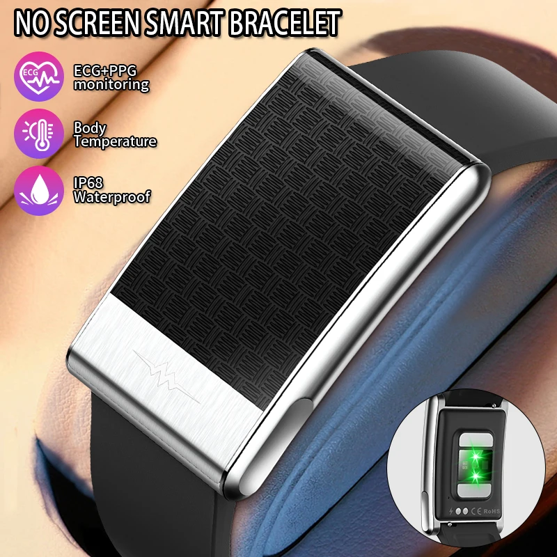 

LIGE New ECG Smart Watch Men Sports Fitness Temperature Health Monitor Wristbands Waterproof Men Women No Screen Smart Bracelet