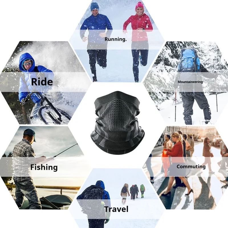 Winter Breathable Comfortable Thermal Knitted Scarf Face Cover Neck Warmer Windproof Bicycle Cycling Ski Tube Scarf Hiking Masks