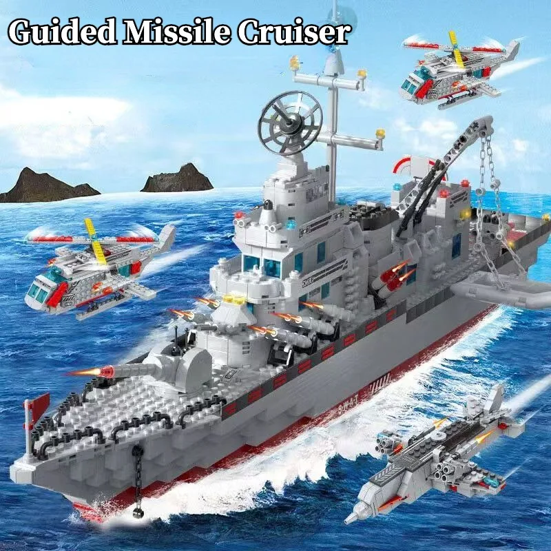 1560pcs Model Warships Building Blocks Construction Navy Battleship Army Boat Aircraft Bricks Toys for Children Gift