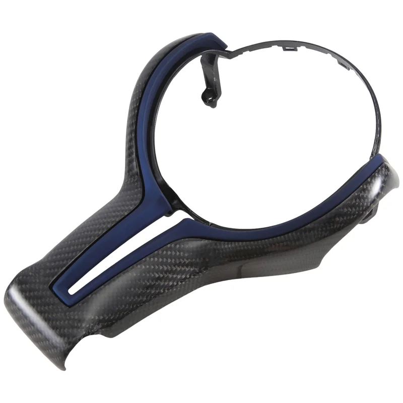 Carbon Fiber Steering Wheel Cover For BMW F30 F10 F18 F20 F25 F34 F48 M3 M6 550D 328M 1 2 3 4 5 6 7 Series Accessories Blue-AT64