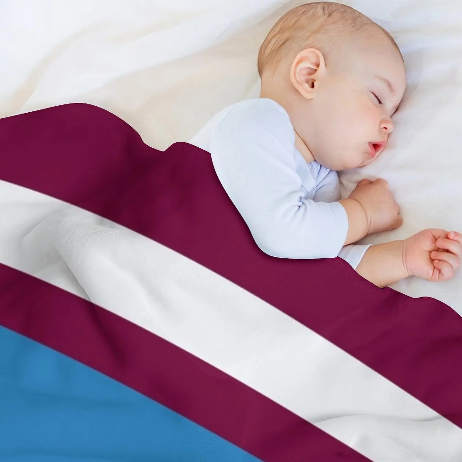 Burnley Varsity Retro Claret, Blue & White Hoops Throw Blanket Faux Fur Soft Warm Blanket for Bed - view 3