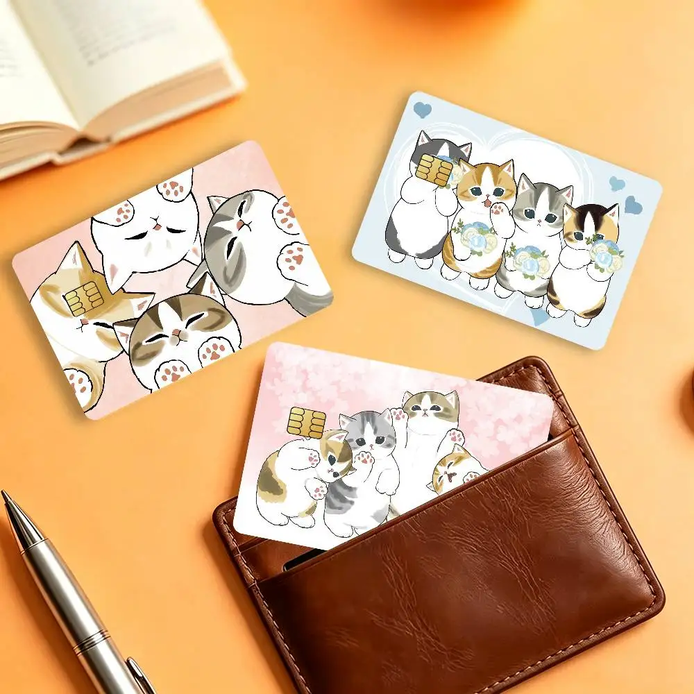 Cartoon M-Mofusand C-cat Cute Matte Card Stickers For Credit Cards Debit Cards And Transit Cards 4Pcs