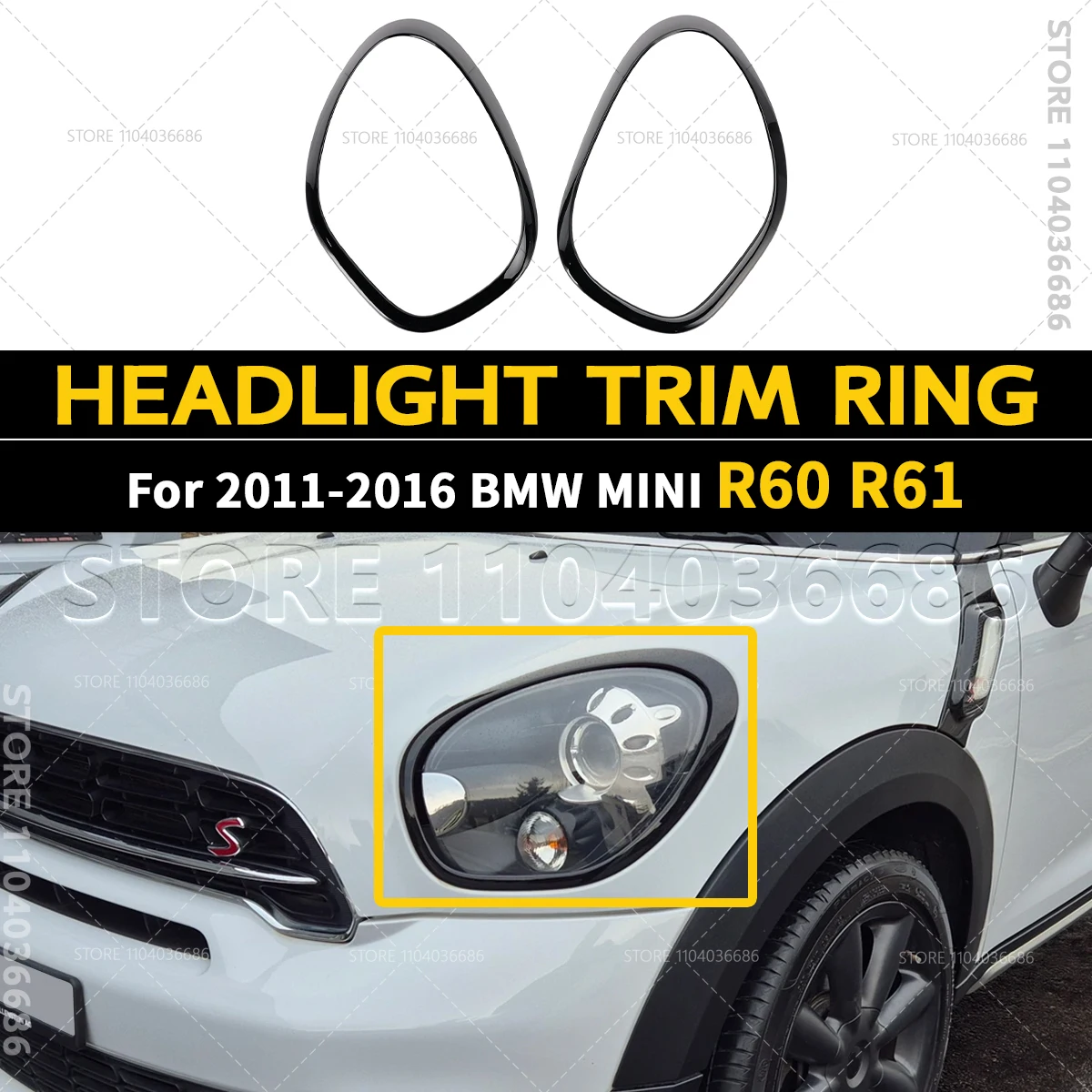 For 2011-2016 R60 R61 BMW MINI Cooper Countryman Paceman Headlight Trim Ring Bezel 51139801573/574, 51139813823/824
