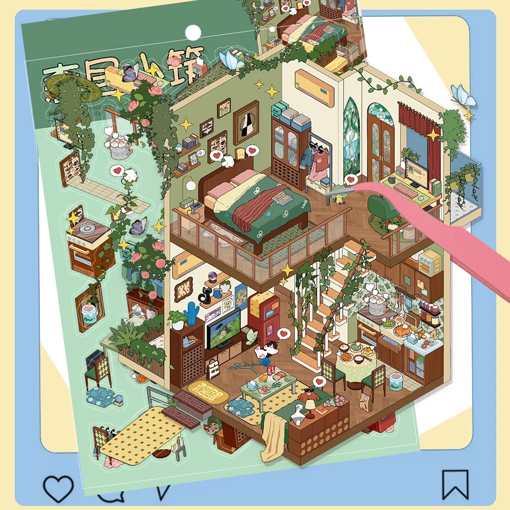 Big page! Senju Xiaozhu Miniature World Landscape Creation Family Interactive Puzzle Fun Handmade DIY Stickers