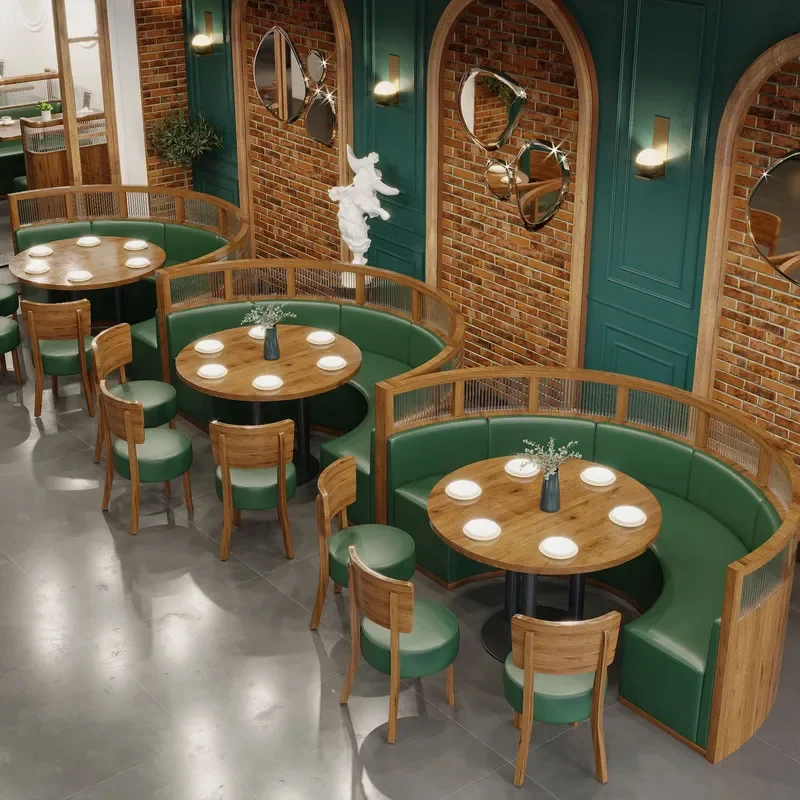 Light Luxury Western Restaurant Hotel Booth Sofa Simple Milk Tea Dessert Snack Bar Household Solid Wood Table and Chair Set