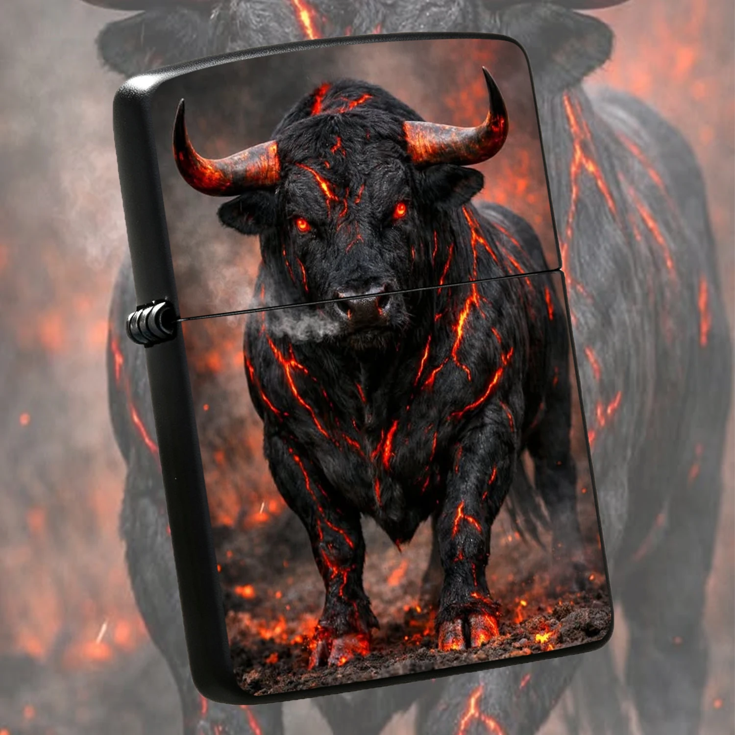 Lava Fire Bull Themed Lighter Cool Dark Mythical Style Exquisite Unique Decorative Ornament Ideal Birthday Festival Gift For Boyfriend And Friends Perfect For Daily Commute Outdoor Camping And All Kinds Of Scenarios Creative Collectible Sty