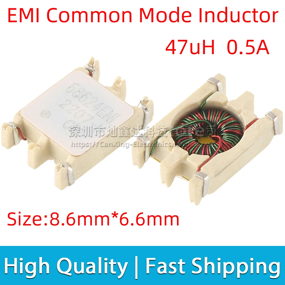 

5pcs PE-68624ENL 68624ENL Common Mode Choke Inductor Inductance 47uH 0.5A EMI Filter Coil Magnetic Ring Noise Reduction