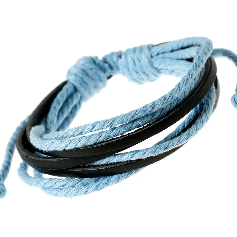 Kirykle-pulsera de cuero tejida a mano para mujer y hombre, pulsera de cuerda encerada de colores multicapa, correa de muñeca para pareja, regalo de