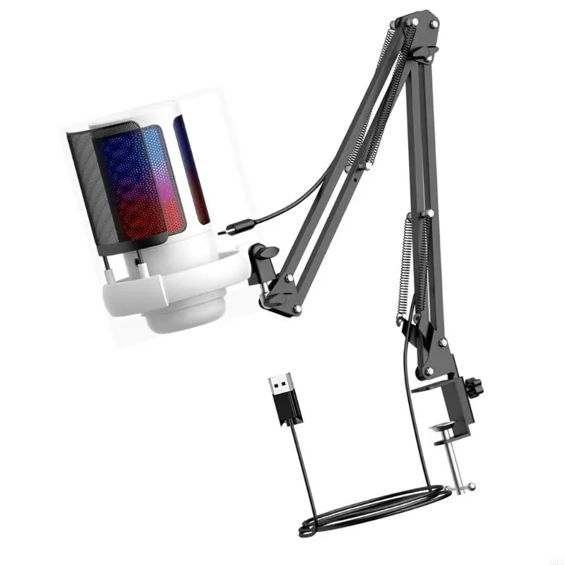 12pc PC Gaming Microphone 360 درجة قابلة للتعديل مع ذراع مرنة وضوء LED #2