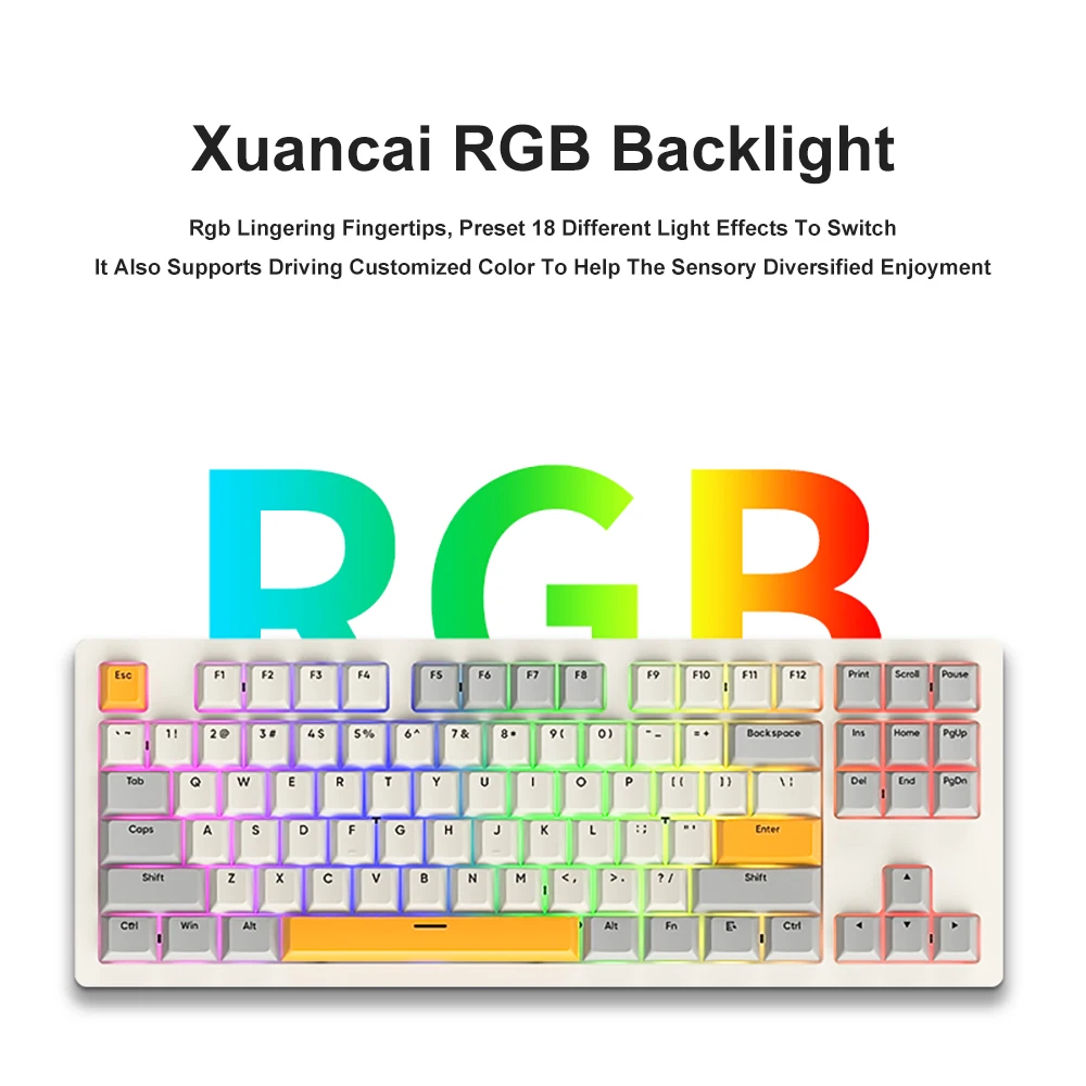 Ajazz AKC087 TKL Mekanikal Keyboard Bluetooth 5.0/2.4G Wireless & Type-C Wired Hotswap Keyboard for Gamers/Mac/Win image 4