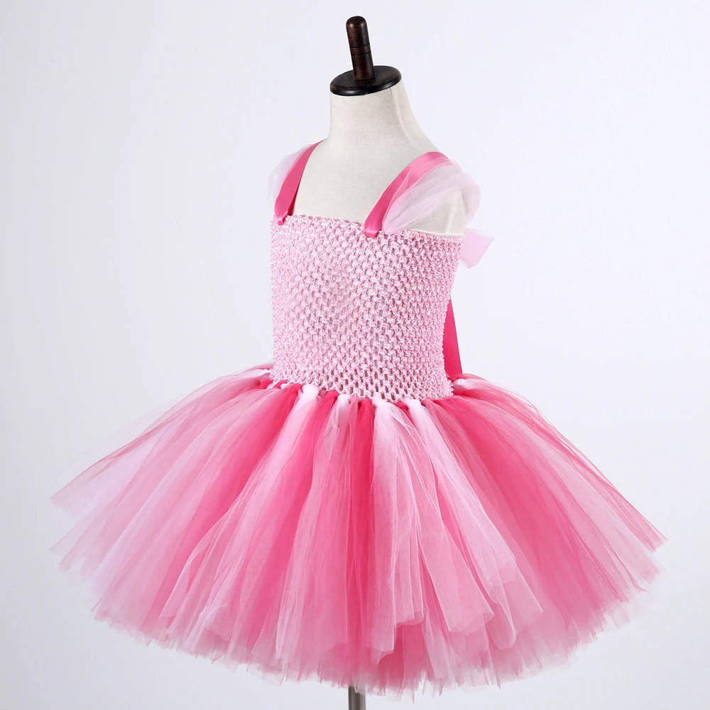 Baby Girls Pink Pig Tutu Dress for Kids Toddler Little Piggy Costumes Children Birthday Animal Outfit with Ears BowTie Tail Nose view 2