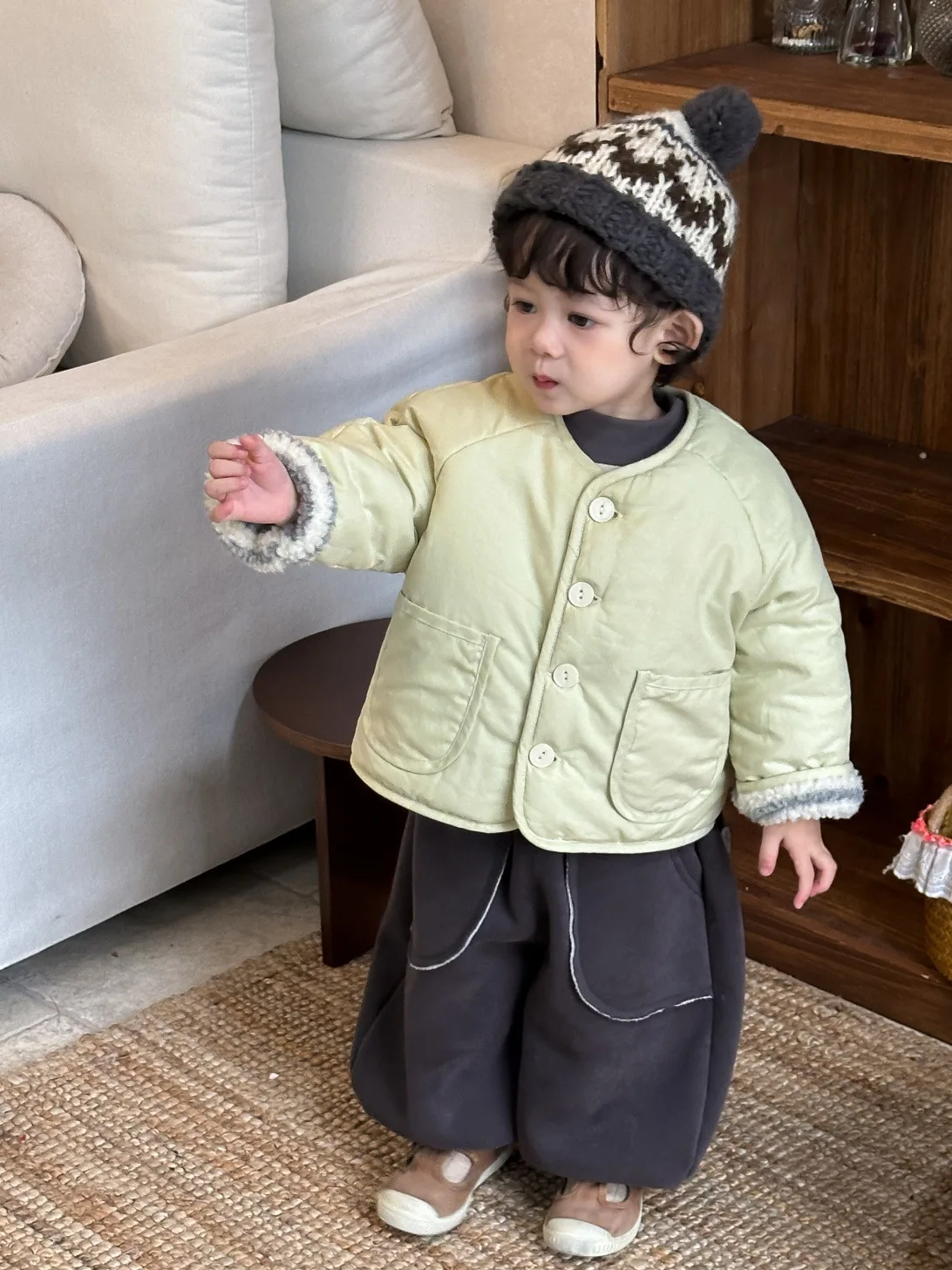 2025 Winter New Children Warm Coat Plus Velvet Thick Boys Padded Jacket Baby Girls Long Sleeve Cardigan Jacket Toddler Clothes