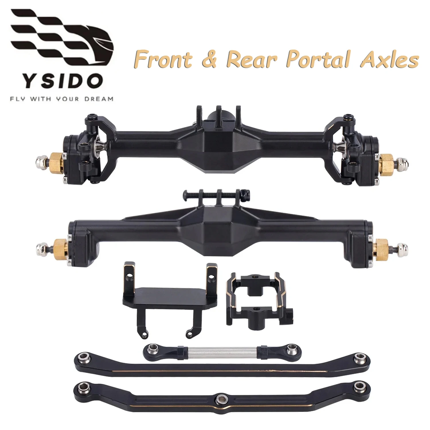 

YSIDO All Brass CNC +10mm Diamond Portal Axles with Lay Down Servo Mount&Links for 1/18 RC Crawler TRX4M Axle Upgrade Parts