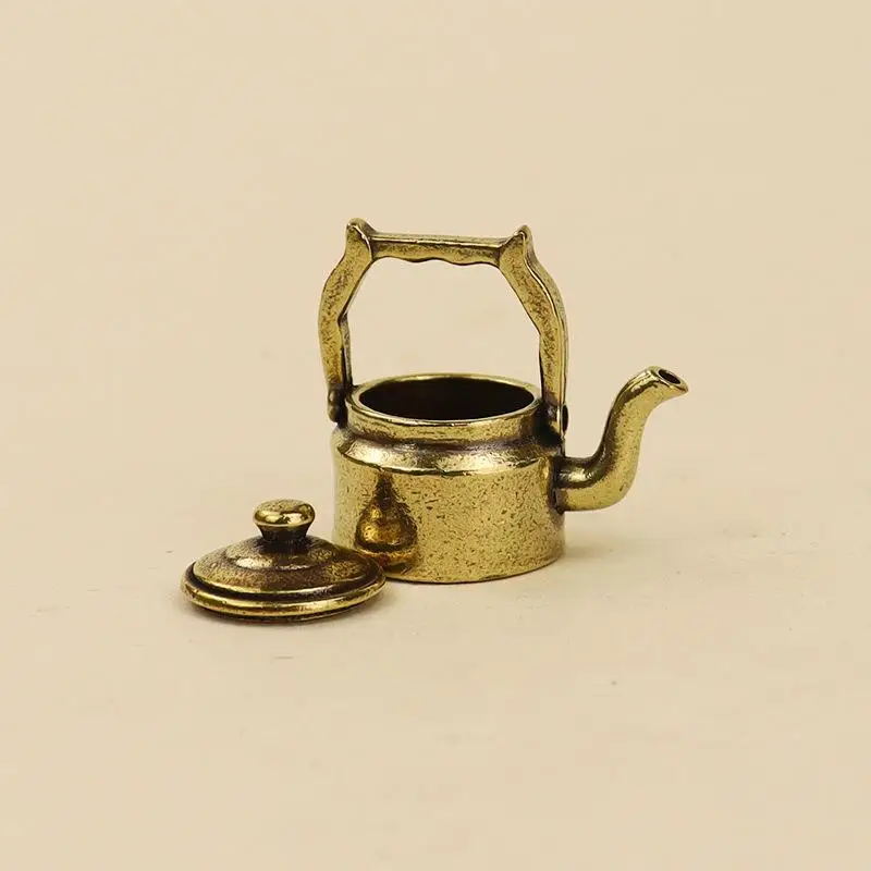 Antique Copper Mini Fingertip Kettle Teapot 1Pcs Desk Ornament Pocket Incense Burner Retro Brass Tea Pet Home Decor Accessory