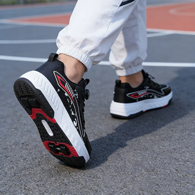 

1pair Removable Pulley Shoes Luminous Women's Shoes Rotating Button Breathable Design Fashionable Sports Dual-purpose Size 31-40