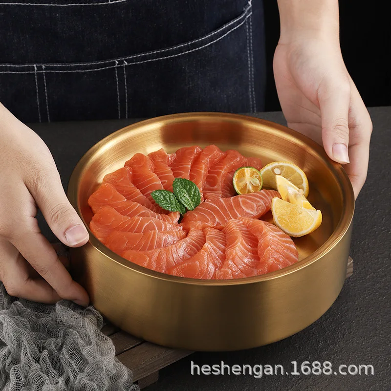 

22cm Japanese 304 stainless steel sashimi ice plate salmon plate raw fish ice plate sushi plate