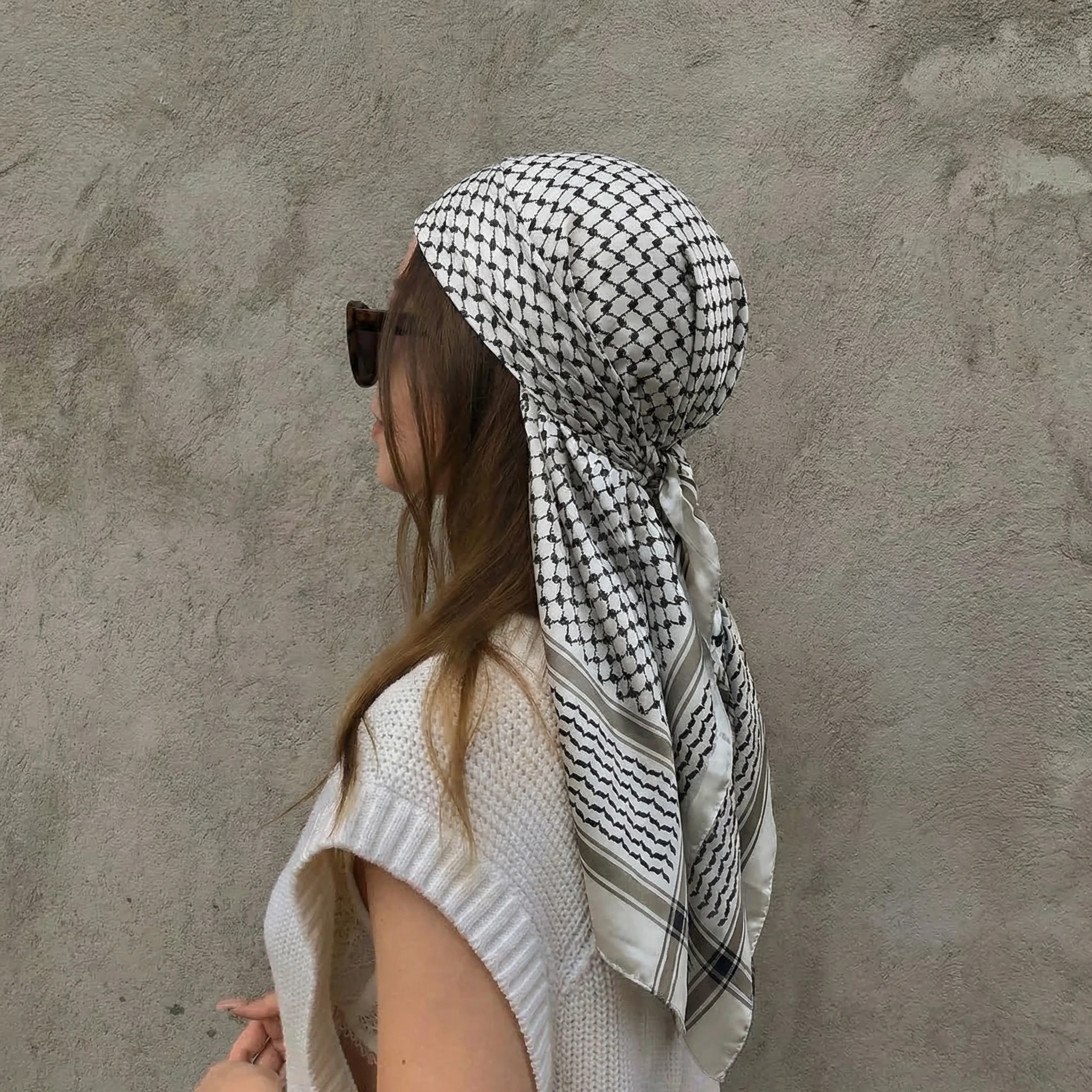 Luxury Brand Silk Satin Square Scarf Women Hijab Bandana Muslim Headscarves Shawl Wrap Ladies Headband Neckerchief Foulard 90cm image 2