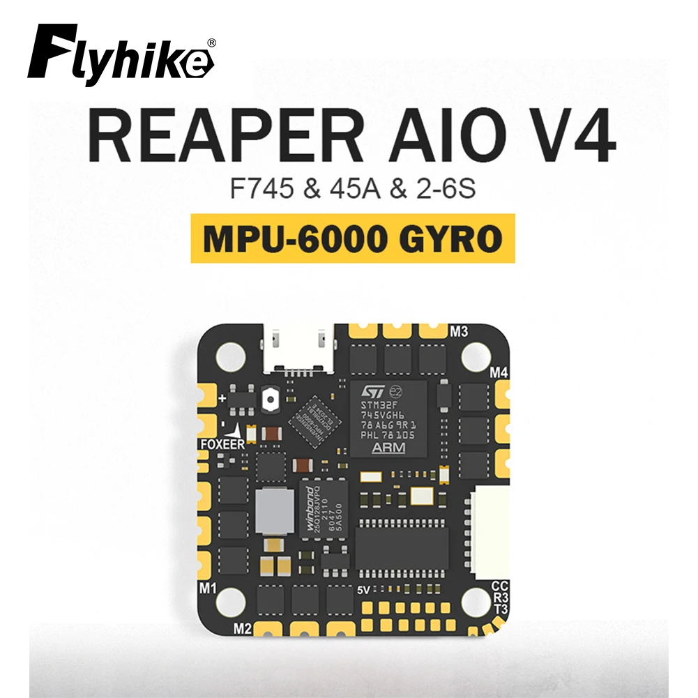 Foxeer Reaper F745 AIO V4 MPU6000 45A BLS 2-6S Dshot ESC F7 Контроллер полета для CADDX HD VTX 25,5x25,5 мм гоночного дрона